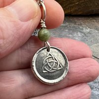 Trinity Knot, Triquetra, Sterling Silver, Wax Seal Charm, Connemara Marble, Irish Celtic Jewelry, Leather & Vegan Cords, Triple Goddess