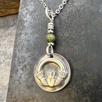 Claddagh, Sterling Silver, Wax Seal Charm, Connemara Marble, Irish Celtic Jewelry, Leather & Vegan Cords, Love, Friendship, Loyalty, Ireland