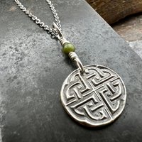 Sterling Silver, Celtic Knot Wax Seal Charm, Connemara Marble, Irish Celtic Jewelry, Pagan Art, Leather & Vegan Cords, Stainless Chains