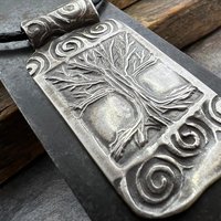 Tree of Life Pendant, Sterling Silver Tree Necklace, Irish Celtic Jewelry, Pagan Celtic Witch, Druid Sacred Trees, Celtic Spirals, Handmade