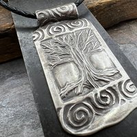 Tree of Life Pendant, Sterling Silver Tree Necklace, Irish Celtic Jewelry, Pagan Celtic Witch, Druid Sacred Trees, Celtic Spirals, Handmade