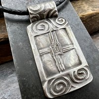 St. Brigid’s Cross, Sterling Silver Cross Necklace, Irish Celtic Jewelry, Pagan Celtic Witch, Celtic Spirals, Handmade Art Jewelry