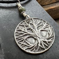 Celtic Tree of Life Pendant, Sterling Silver, Connemara Marble, Sacred Celtic Trees, Irish Celtic Spirals, Druid Dryad, Crann Bethadh, Witch