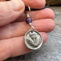 Thistle of Scotland, Sterling Silver, Wax Seal Charm, Scottish Jewelry, Highlander, Scottish Thistle, Amethyst, Outlander Gift, Spirals