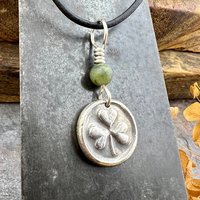 Sterling Silver Shamrock, Clover Charm, Wax Seal Charm, Connemara Marble, Irish Celtic Jewelry, Irish Clover, Trinity, Handmade Jewelry