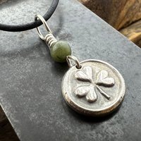 Sterling Silver Shamrock, Clover Charm, Wax Seal Charm, Connemara Marble, Irish Celtic Jewelry, Irish Clover, Trinity, Handmade Jewelry
