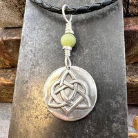 Celtic Heart Knot, Sterling Silver, Wax Seal Charm, Connemara Marble, Irish Celtic Jewelry, Pagan Art, Leather & Vegan Cords, Soul Harbor