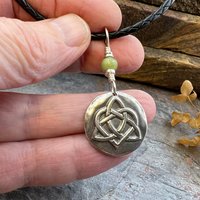 Celtic Heart Knot, Sterling Silver, Wax Seal Charm, Connemara Marble, Irish Celtic Jewelry, Pagan Art, Leather & Vegan Cords, Soul Harbor