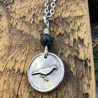 Raven Charm, Sterling Silver, Kilkenny Black Marble, Irish Celtic Jewelry, Wax Seal Charm, Leather & Vegan Cords, Stainless Chains, Handmade