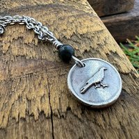 Raven Charm, Sterling Silver, Kilkenny Black Marble, Irish Celtic Jewelry, Wax Seal Charm, Leather & Vegan Cords, Stainless Chains, Handmade