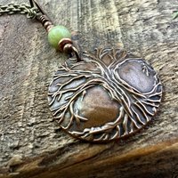 Celtic Tree of Life, Copper Pendant, Connemara Marble, Irish Celtic Spirals, Round Tree of Life, Crann Bethadh, Soul Harbor Jewelry, Artwork