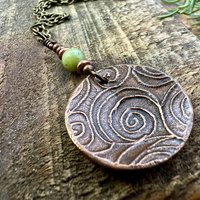 Celtic Tree of Life, Copper Pendant, Connemara Marble, Irish Celtic Spirals, Round Tree of Life, Crann Bethadh, Soul Harbor Jewelry, Artwork