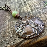 Celtic Tree of Life, Copper Pendant, Connemara Marble, Irish Celtic Spirals, Round Tree of Life, Crann Bethadh, Soul Harbor Jewelry, Artwork