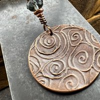Tree of Life Pendant, Colorful Patina, Czech Glass Bead, Hand Carved, Irish Celtic Spirals, Celtic Witch Goddess, Ancient Earthy Jewelry
