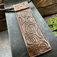 Two Trees Copper Pendant, Irish Celtic Spirals, Hand Carved, Intertwined in Love, 7th Anniversary, Leather & Vegan Cords, Long Tree Necklace