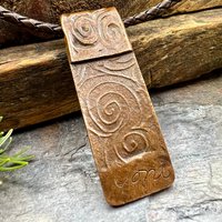 Pine Tree Pendant, Celtic Spirals, Copper Tree Necklace, Evergreen Coniferous Trees, Earthy Rustic Art Jewelry, Hand Carved, Tree of Life