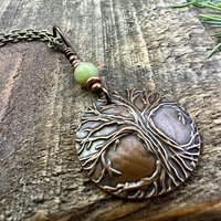 Celtic Tree of Life, Copper Pendant, Connemara Marble, Irish Celtic Spirals, Round Tree of Life, Crann Bethadh, Soul Harbor Jewelry, Artwork