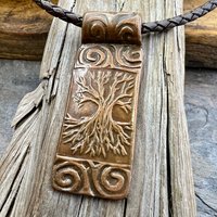 Celtic Tree of Life, Copper Pendant, Irish Celtic Spirals, Hand Carved, Crann Bethadh, Soul Harbor Jewelry, Handmade Art, Celtic Witch Pagan