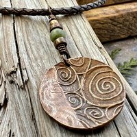 Copper Raven Pendant, Irish Celtic Jewelry, Connemara Marble, Pagan Wicca Necklace, Witch Necklace, Raven Moon, Anniversary Gifts, Spirals