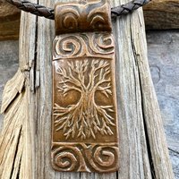 Celtic Tree of Life, Copper Pendant, Irish Celtic Spirals, Hand Carved, Crann Bethadh, Soul Harbor Jewelry, Handmade Art, Celtic Witch Pagan