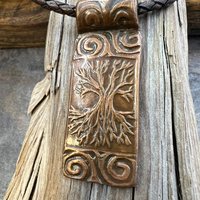 Celtic Tree of Life, Copper Pendant, Irish Celtic Spirals, Hand Carved, Crann Bethadh, Soul Harbor Jewelry, Handmade Art, Celtic Witch Pagan