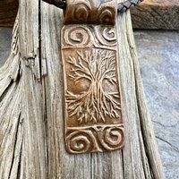 Celtic Tree of Life, Copper Pendant, Irish Celtic Spirals, Hand Carved, Crann Bethadh, Soul Harbor Jewelry, Handmade Art, Celtic Witch Pagan