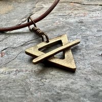 Earth Element Symbol, Bronze Elemental Signs, Pagan Gift, Astrological Signs, Taurus, Virgo, Capricorn, Winter, North, Triangle Symbols