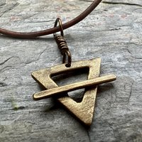 Earth Element Symbol, Bronze Elemental Signs, Pagan Gift, Astrological Signs, Taurus, Virgo, Capricorn, Winter, North, Triangle Symbols