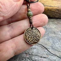 Bronze Trinity Knot, Triquetra, Wax Seal Charm, Connemara Marble, Irish Celtic Jewelry, Pagan, 8th Anniversary, Triple Goddess, Celtic Witch