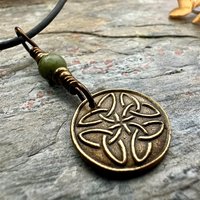 Bronze Trinity Knot, Triquetra, Wax Seal Charm, Connemara Marble, Irish Celtic Jewelry, Pagan, 8th Anniversary, Triple Goddess, Celtic Witch