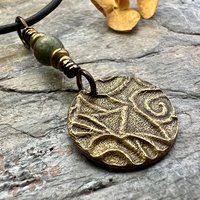 Celtic Knot Charm, Bronze Necklace, Wax Seal Charm, Connemara Marble, Irish Celtic Jewelry, Pagan, 8th Anniversary, Celtic Witch, Intertwine