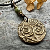 Celtic Knot Charm, Bronze Necklace, Wax Seal Charm, Connemara Marble, Irish Celtic Jewelry, Pagan, 8th Anniversary, Celtic Witch, Intertwine