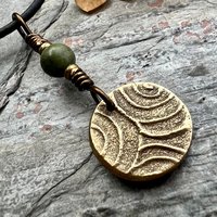 Four Leaf Clover, Bronze Necklace, Wax Seal Charm, Connemara Marble, Irish Celtic Jewelry, Lucky Charm, Celtic Witch, Irish Shamrock Luck