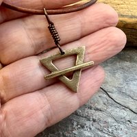 Earth Element Symbol, Bronze Elemental Signs, Pagan Gift, Astrological Signs, Taurus, Virgo, Capricorn, Winter, North, Triangle Symbols
