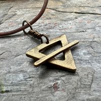 Earth Element Symbol, Bronze Elemental Signs, Pagan Gift, Astrological Signs, Taurus, Virgo, Capricorn, Winter, North, Triangle Symbols