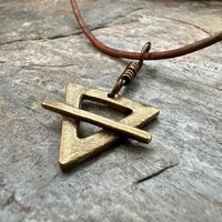 Earth Element Symbol, Bronze Elemental Signs, Pagan Gift, Astrological Signs, Taurus, Virgo, Capricorn, Winter, North, Triangle Symbols