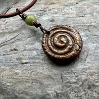 Triskele Charm, Copper Necklace, Wax Seal Charm, Connemara Marble, Irish Celtic Pagan, 7 Anniversary, Celtic Witch, Triskelion Triple Spiral