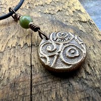 Bronze Claddagh Charm, Wax Seal Charm, Connemara Marble, Irish Celtic Jewelry, Pagan, 8th Anniversary, Love, Friendship, Loyalty, Handmade