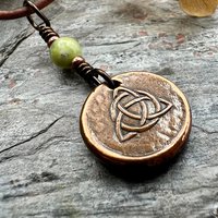 Copper Trinity Knot, Triquetra, Wax Seal Charm, Connemara Marble, Irish Celtic Jewelry, Pagan, 7th Anniversary, Triple Goddess, Celtic Witch