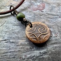 Four Leaf Heart Clover, Copper Wax Seal Charm, Connemara Marble, Irish Celtic Jewelry, 4 Leaf Clover, Lucky Charm, Leather & Vegan Cords