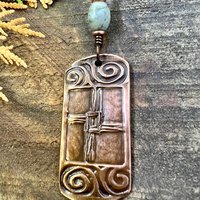 Saint Brigid's Cross, Copper & Connemara Marble Pendant, Irish Celtic Jewelry, Brigit Bridget, St Brigid of Kildare, Irish Cross, Imbolc