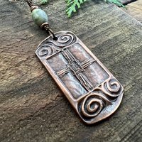Saint Brigid's Cross, Copper & Connemara Marble Pendant, Irish Celtic Jewelry, Brigit Bridget, St Brigid of Kildare, Irish Cross, Imbolc