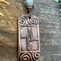 Saint Brigid's Cross, Copper & Connemara Marble Pendant, Irish Celtic Jewelry, Brigit Bridget, St Brigid of Kildare, Irish Cross, Imbolc