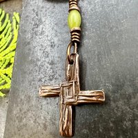 Saint Brigid's Cross, Copper Charm, Irish Celtic Jewelry, Connemara Marble, Hand Carved, Pagan Imbolc, Celtic Witch, Soul Harbor Jewelry