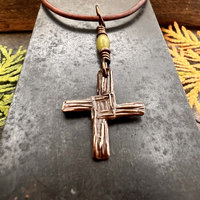 Saint Brigid's Cross, Copper Charm, Irish Celtic Jewelry, Connemara Marble, Hand Carved, Pagan Imbolc, Celtic Witch, Soul Harbor Jewelry