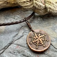 Compass Rose, Copper Pendant, Sailing Gifts, Nautical Jewelry, Men's Jewelry, Sailor Necklace, 7th Anniversary, Protection Talisman