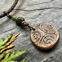 Raven Copper Pendant, Wax Seal Charm, Czech Glass Beads, Crow Corvid, Tree Branches, Pagan Samhain, Celtic Witch Jewelry, Earthy Rustic