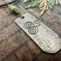 Pine Tree, Bronze Pendant, Celtic Spirals, Connemara Marble, Evergreen Trees, Earthy Rustic Art Jewelry, Hand Carved, Tree of Life, Pagan