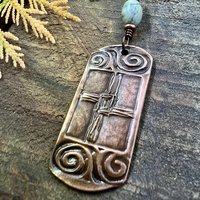 Saint Brigid's Cross, Copper & Connemara Marble Pendant, Irish Celtic Jewelry, Brigit Bridget, St Brigid of Kildare, Irish Cross, Imbolc