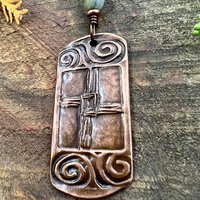 Saint Brigid's Cross, Copper & Connemara Marble Pendant, Irish Celtic Jewelry, Brigit Bridget, St Brigid of Kildare, Irish Cross, Imbolc